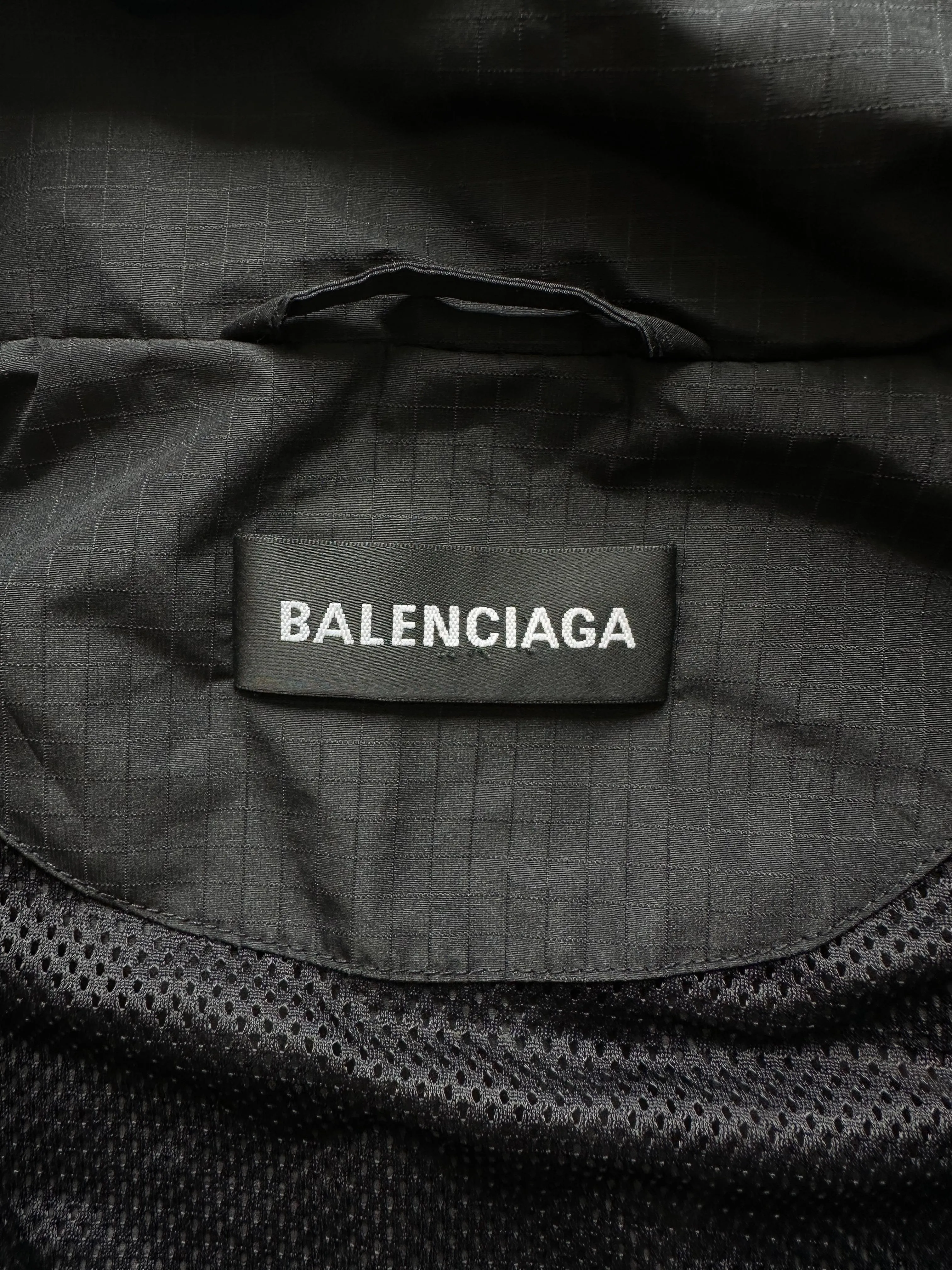 Balenciaga Black Logo Hooded Windbreaker