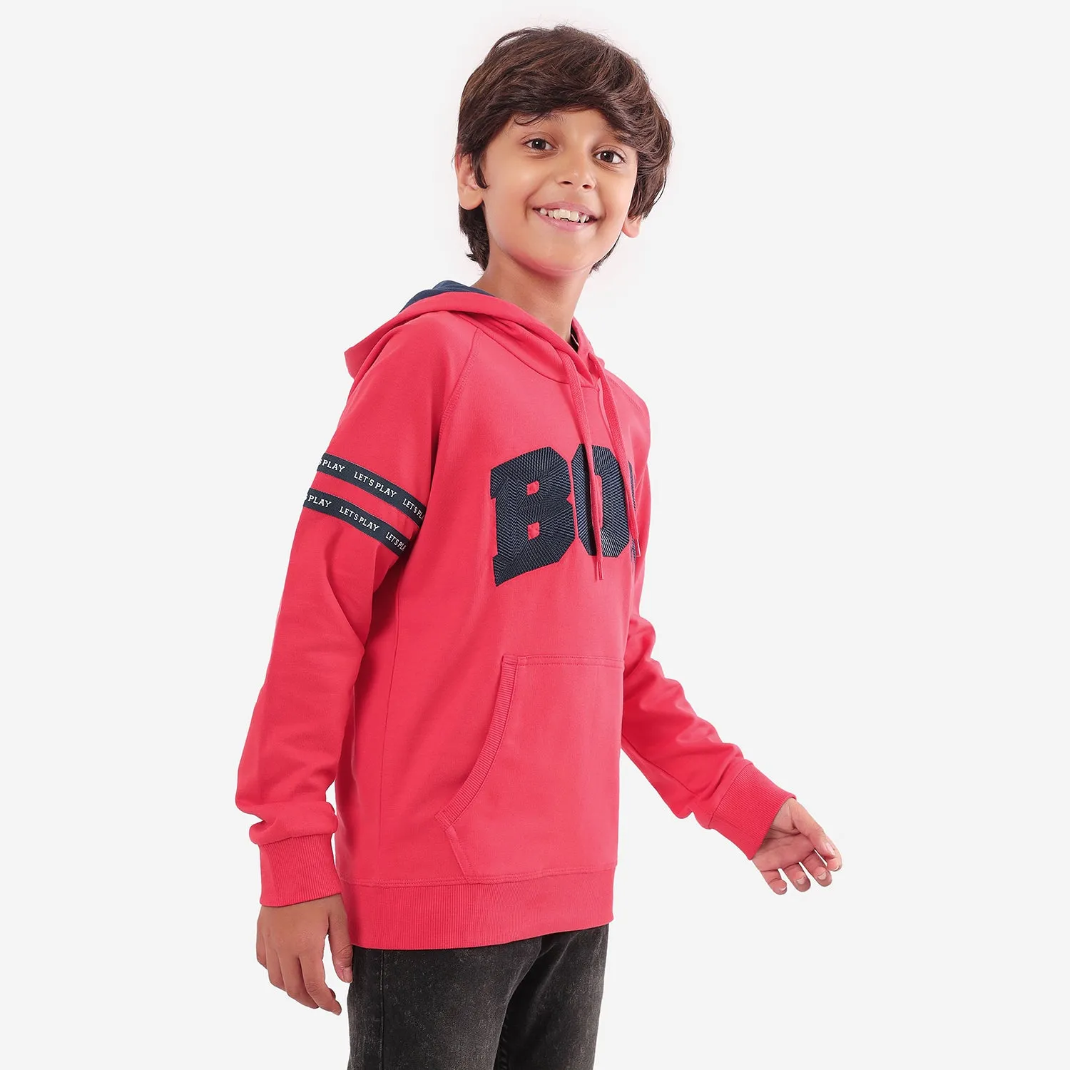 Boys Red Embroidery Hoodies