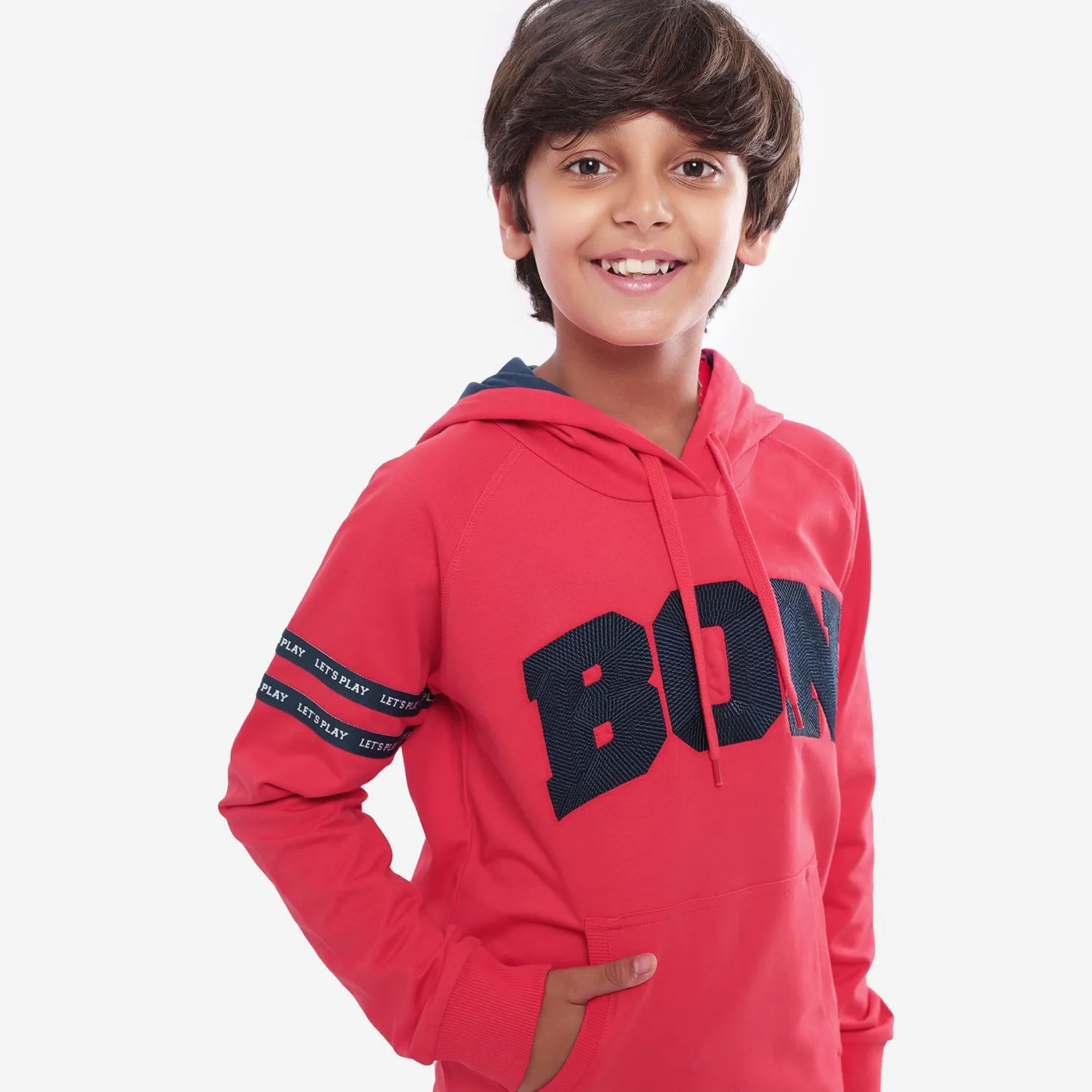 Boys Red Embroidery Hoodies