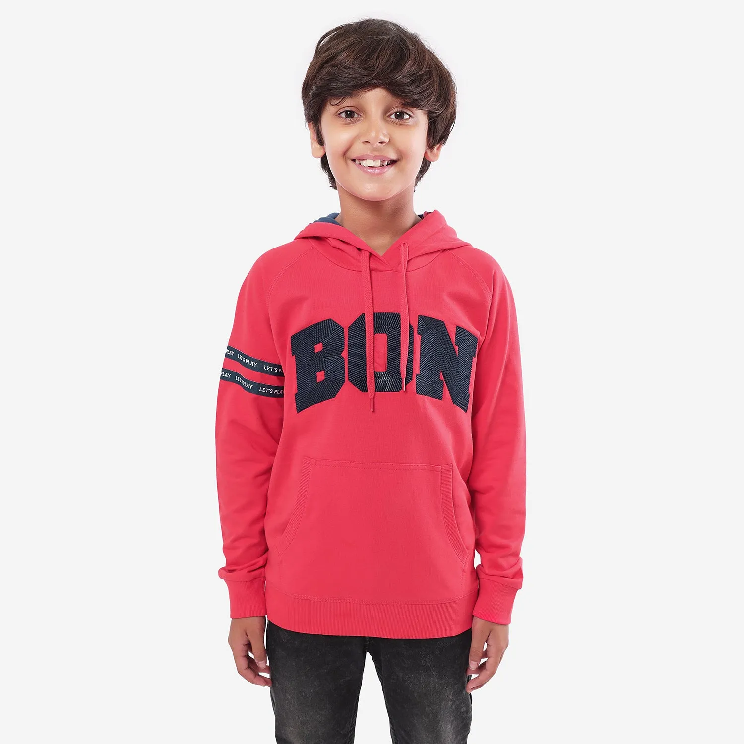 Boys Red Embroidery Hoodies