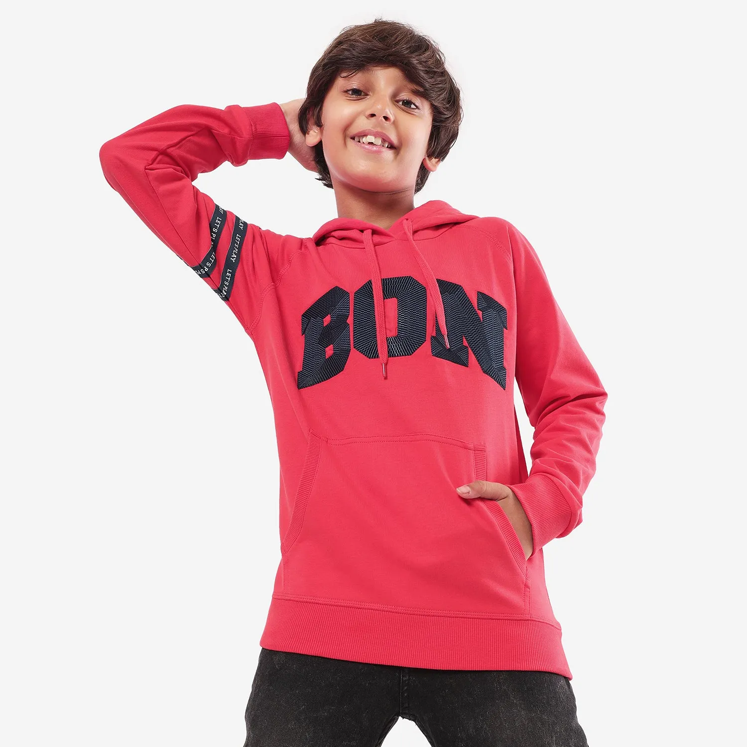 Boys Red Embroidery Hoodies