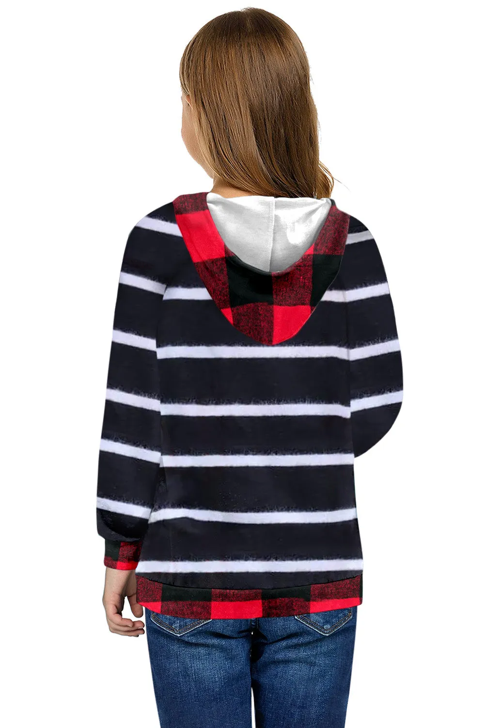 Buffalo Plaid Striped Trendy Hoodies For Teenage Girl