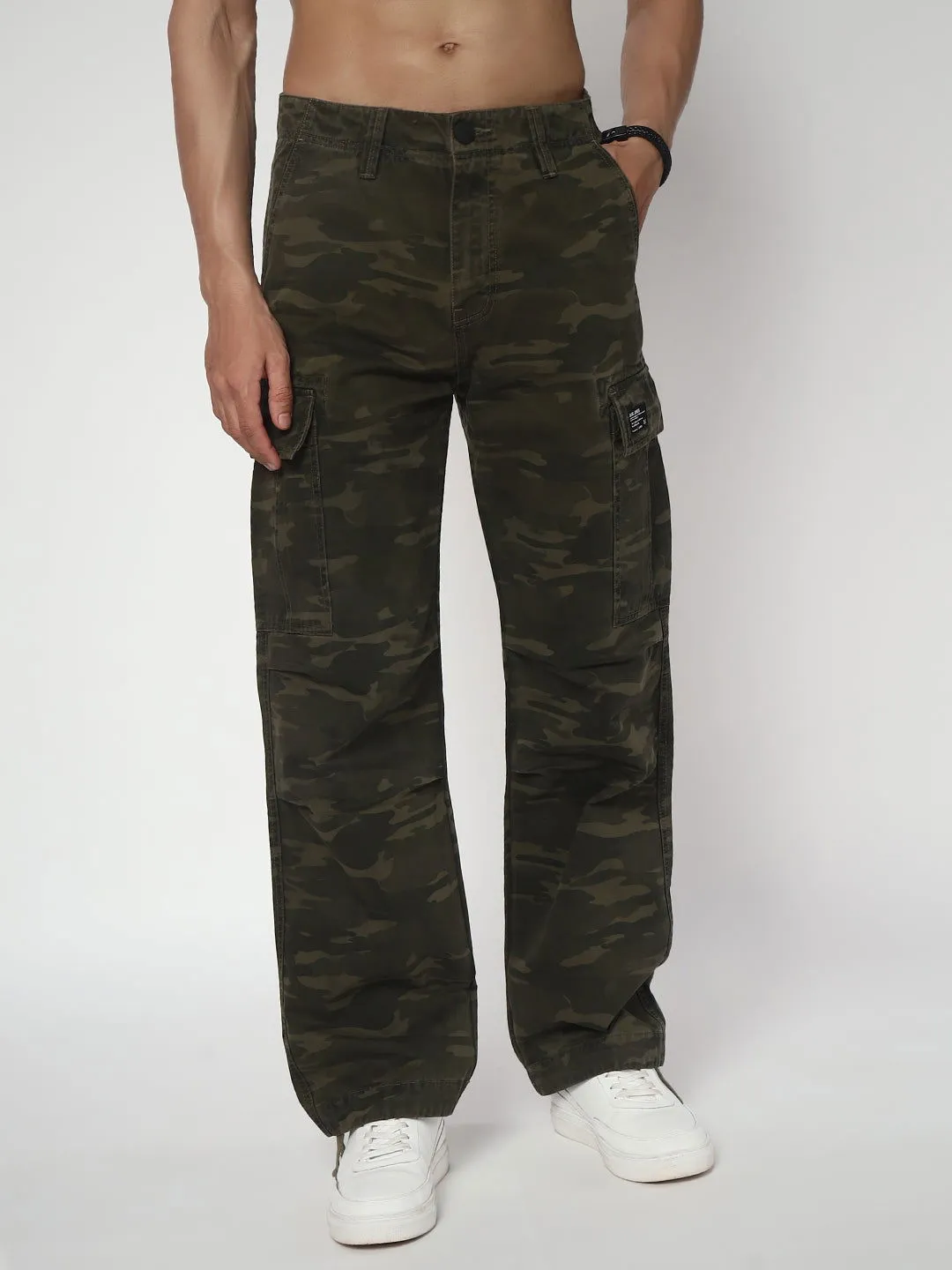 CAMOUFLAGE STRAIGHT FIT CARGO(LOOK FIVE)