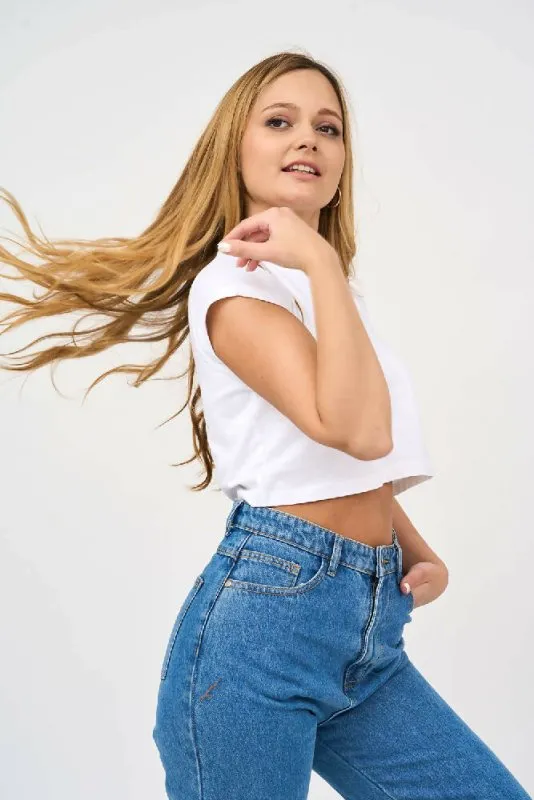 Capped Sleeved Crop Top for Women in White!