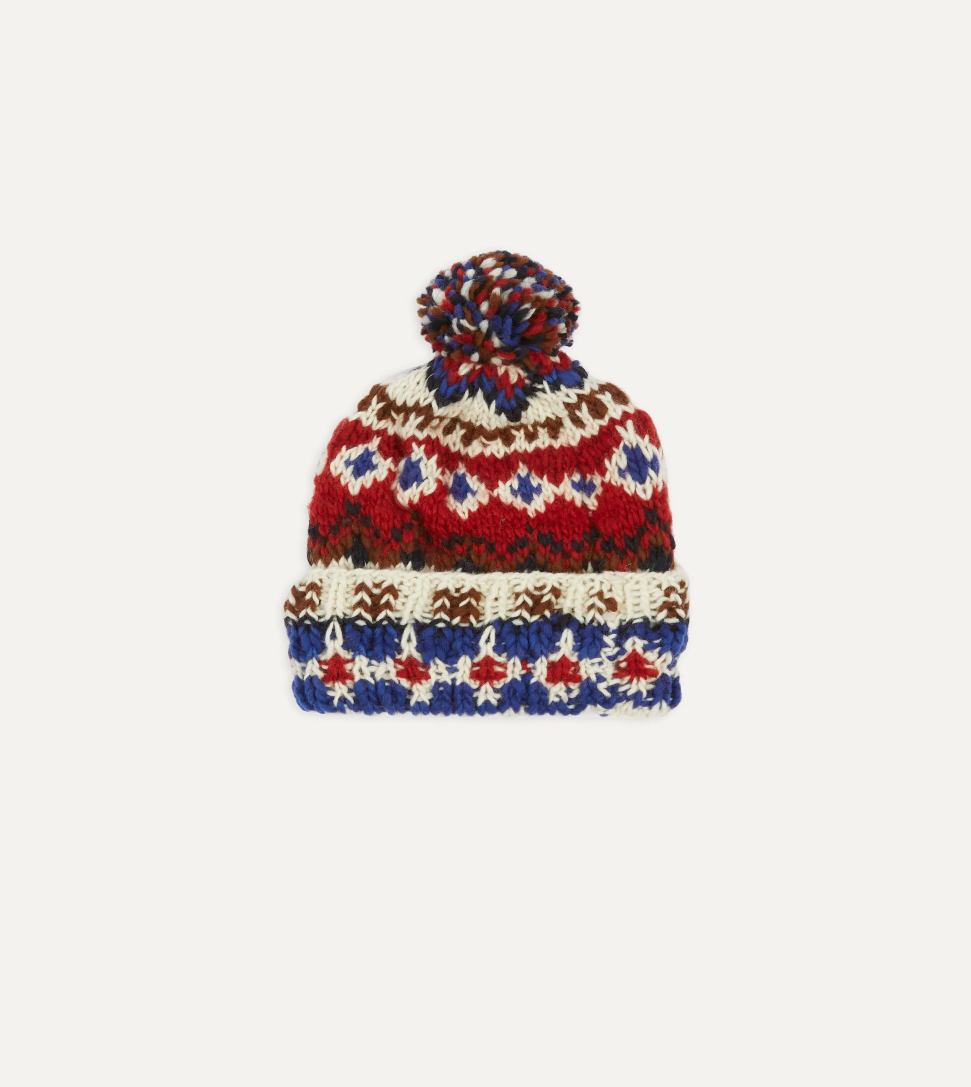 Chamula for Drake's Ecru Fairisle Merino Knit Cap