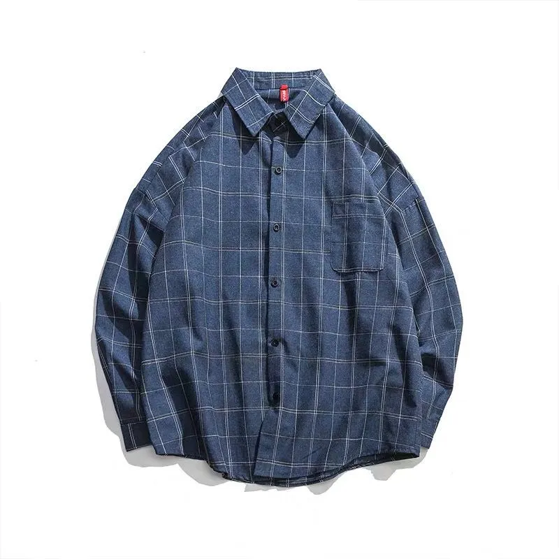 Chequered Shirt Men Long Sleeved Korean Trendy Loose Stylish Casual All-Matching Men Shirt