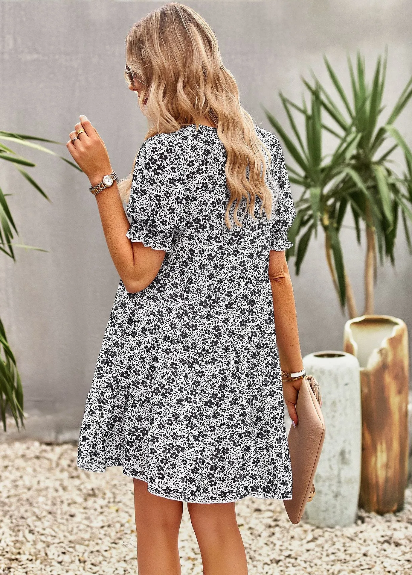 Chiffon Printed Silm Waist Dress