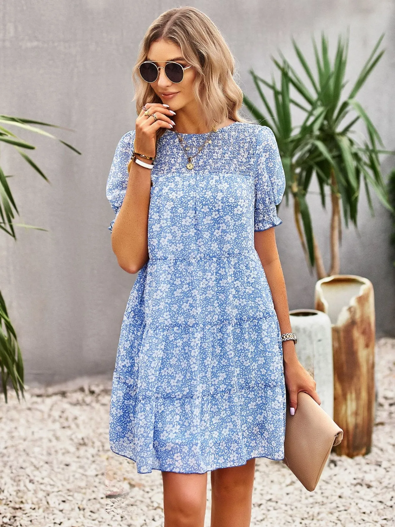 Chiffon Printed Silm Waist Dress