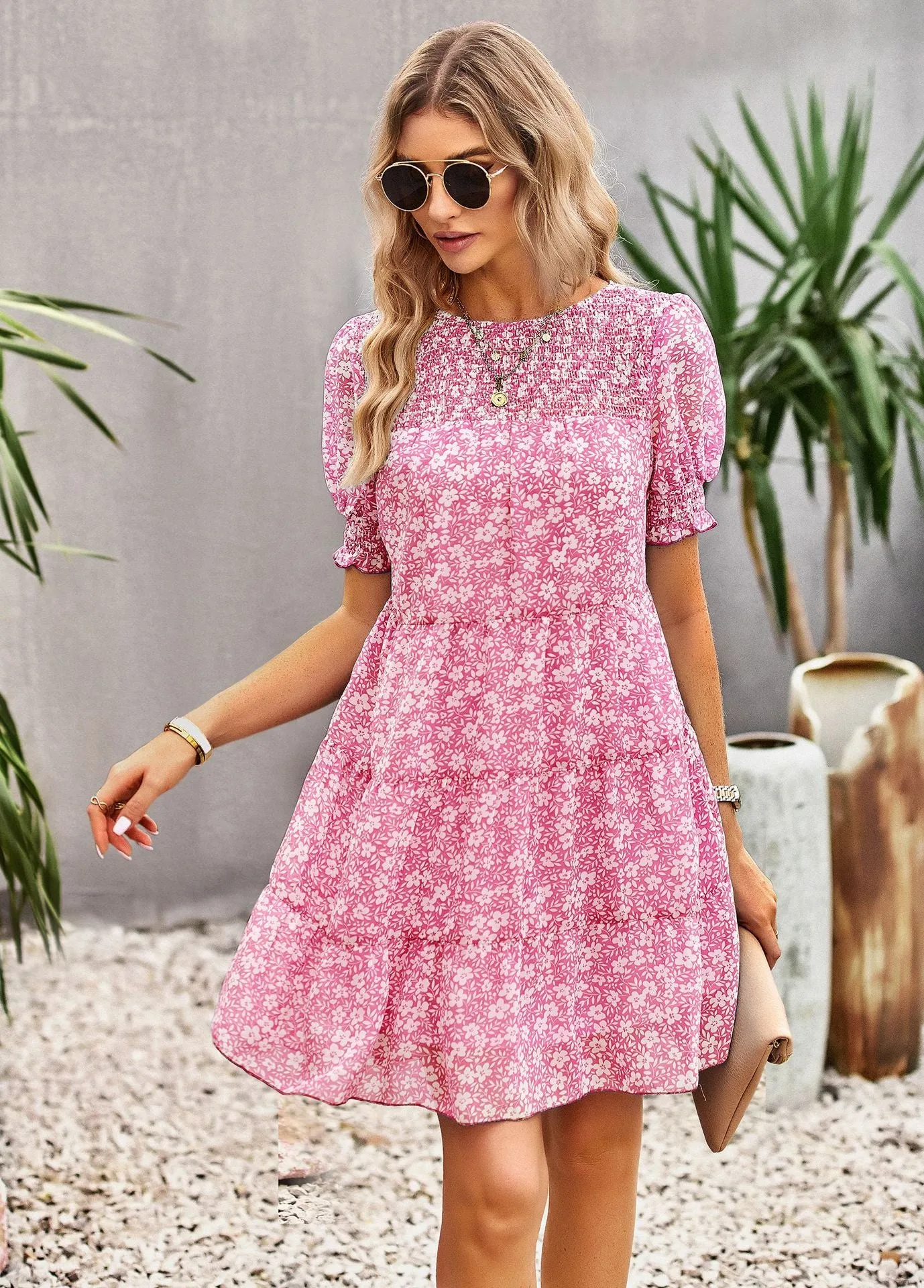 Chiffon Printed Silm Waist Dress