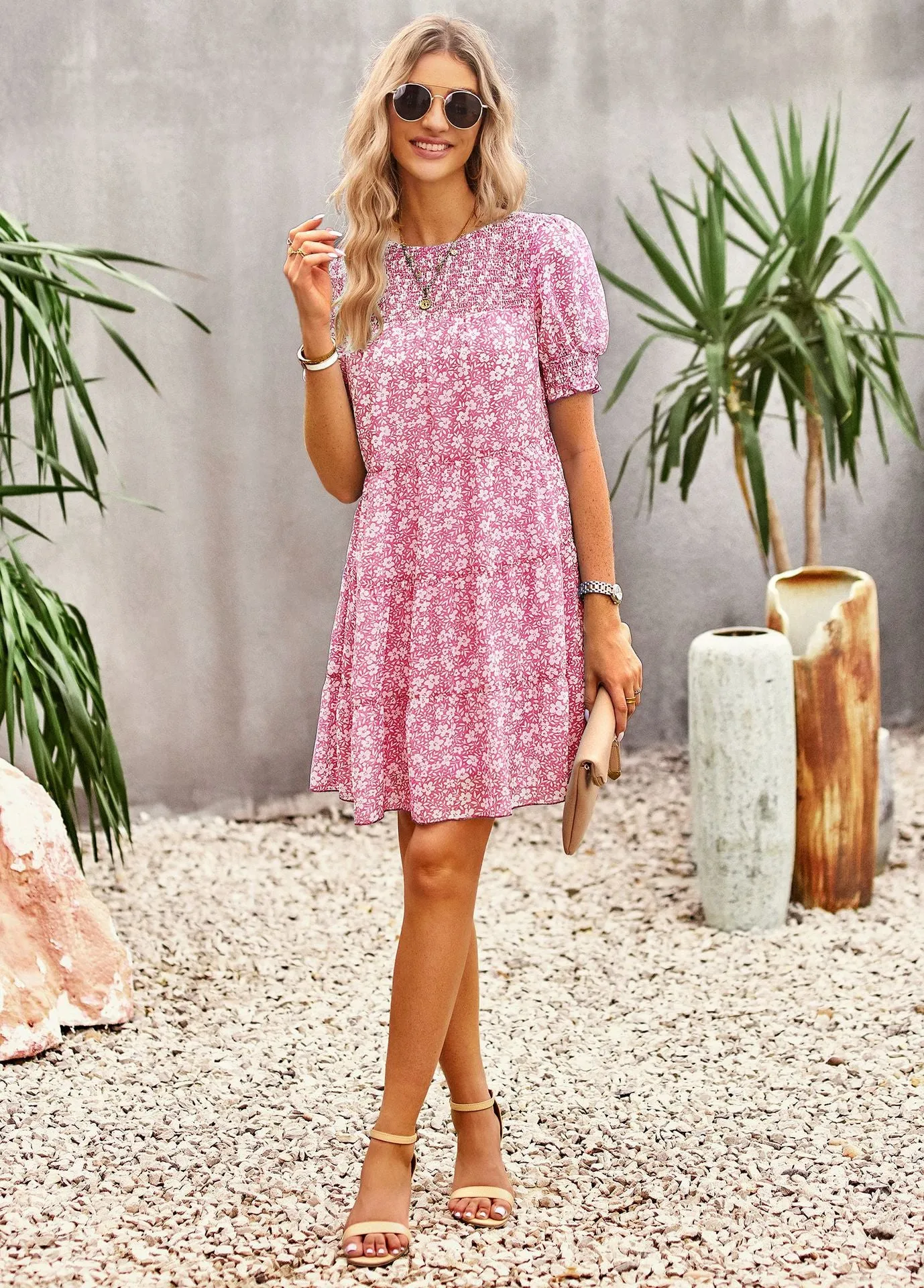 Chiffon Printed Silm Waist Dress