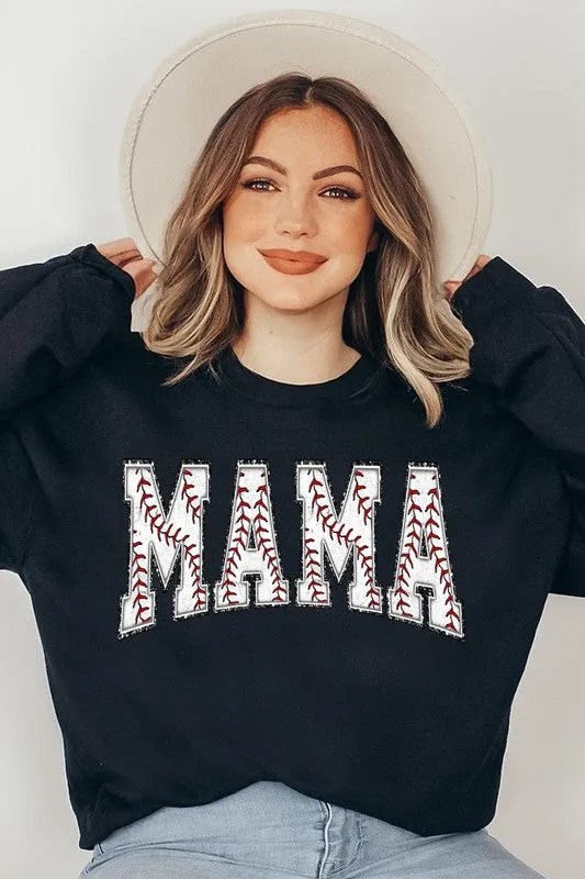 COLOR BEAR Baseball Mama Oversized Graphic Fleece Sweatshirts