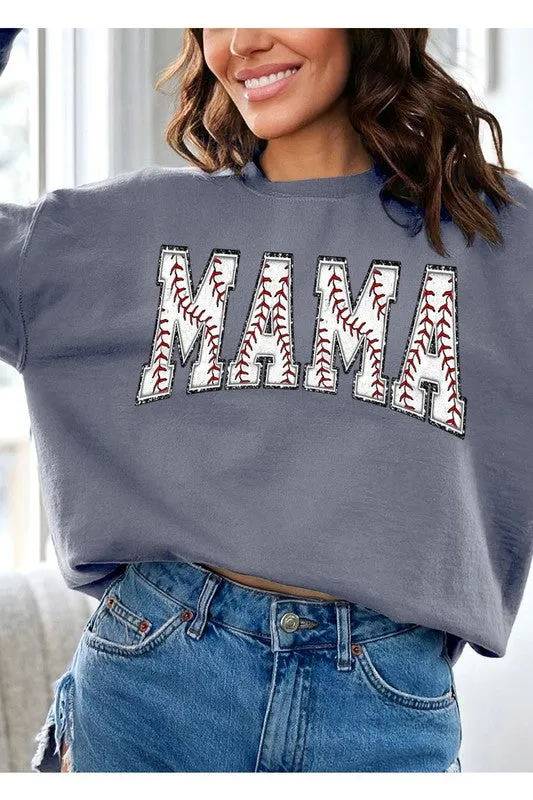 COLOR BEAR Baseball Mama Oversized Graphic Fleece Sweatshirts