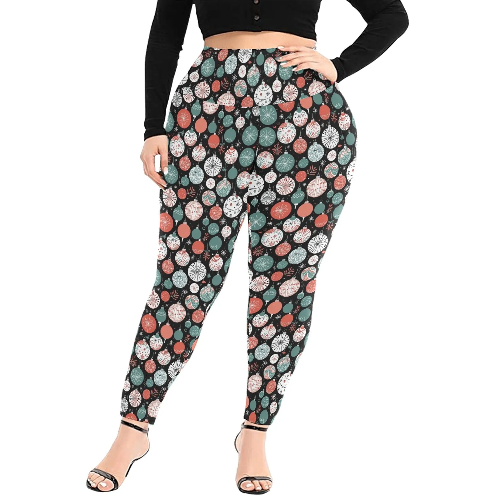 Colorful Ornament Women's Plus Size High Waited Leggings Women's High Waist Leggings(Plus Size)(ModelL45)