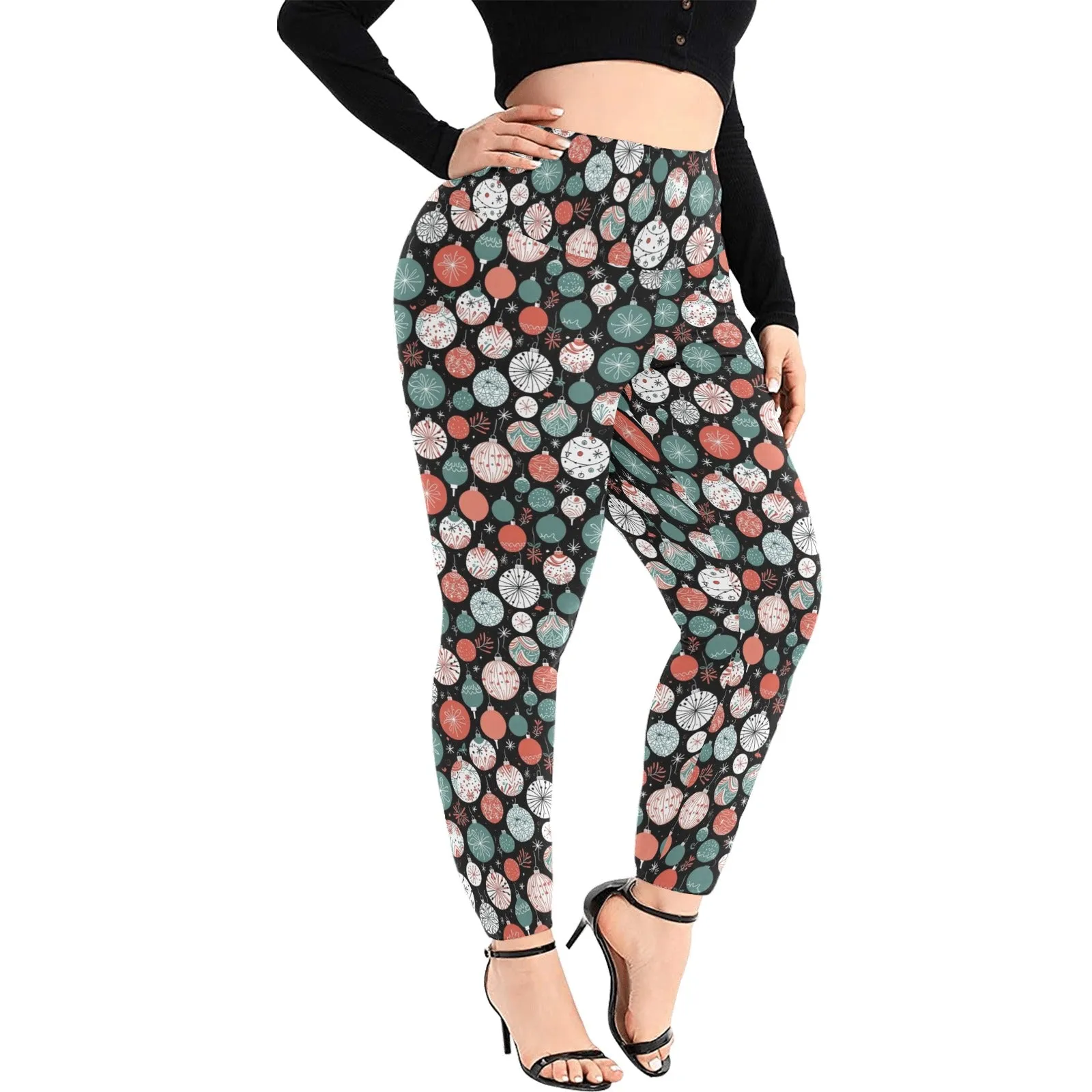 Colorful Ornament Women's Plus Size High Waited Leggings Women's High Waist Leggings(Plus Size)(ModelL45)