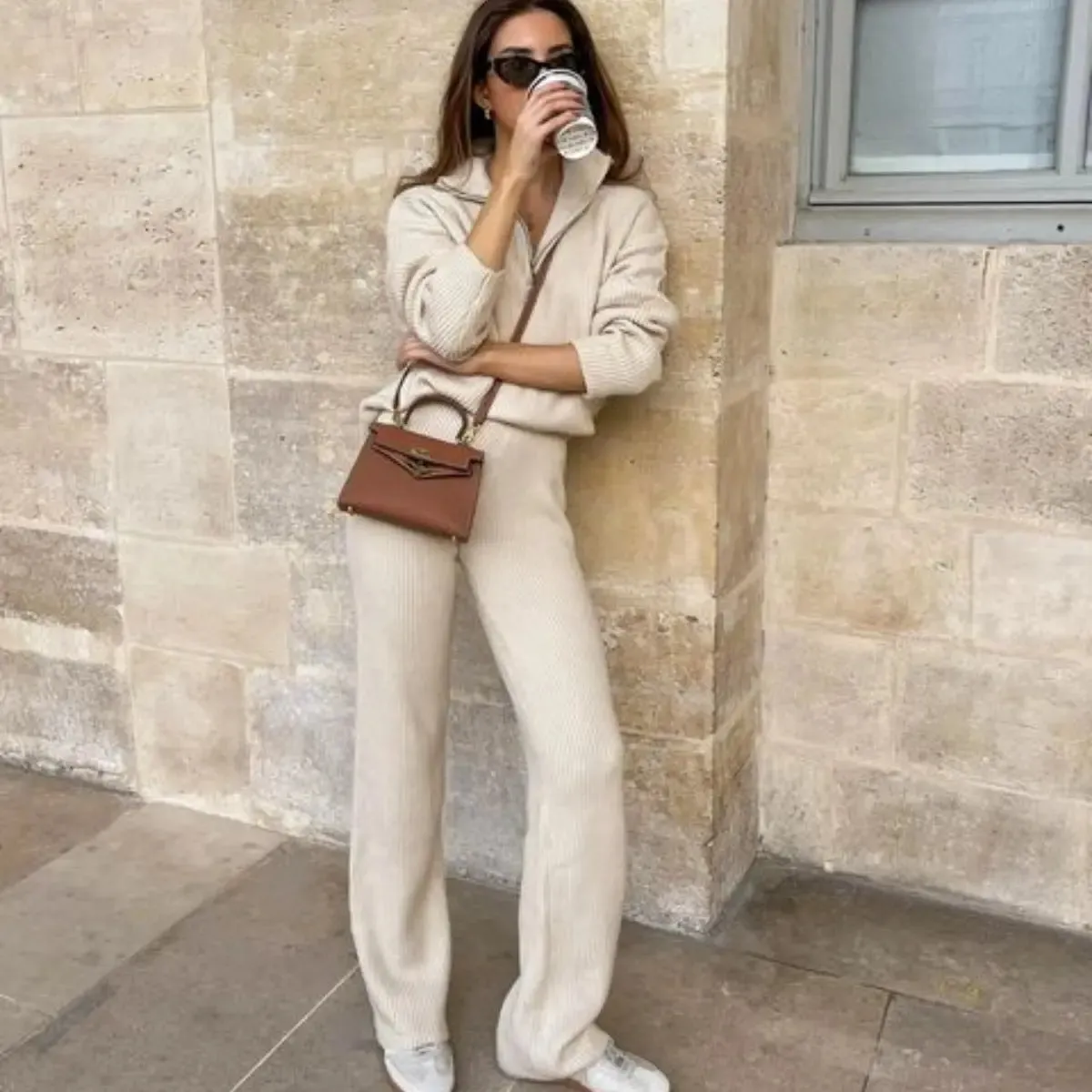 Comfortable Lapel Long Sleeve Pants Suit