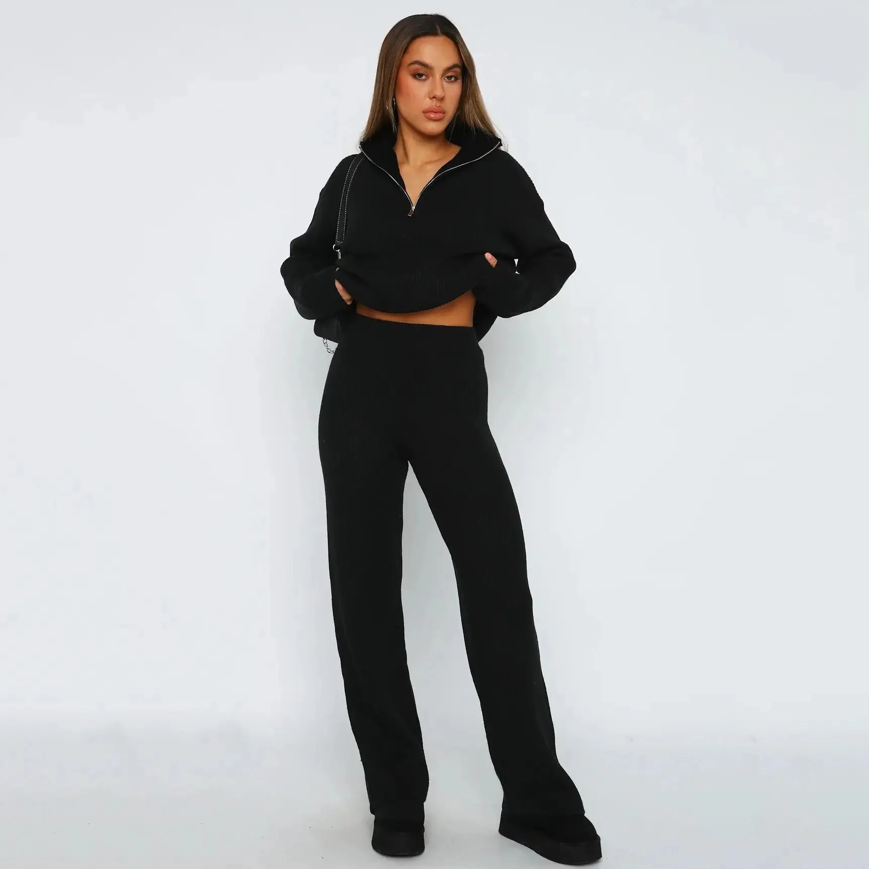 Comfortable Lapel Long Sleeve Pants Suit