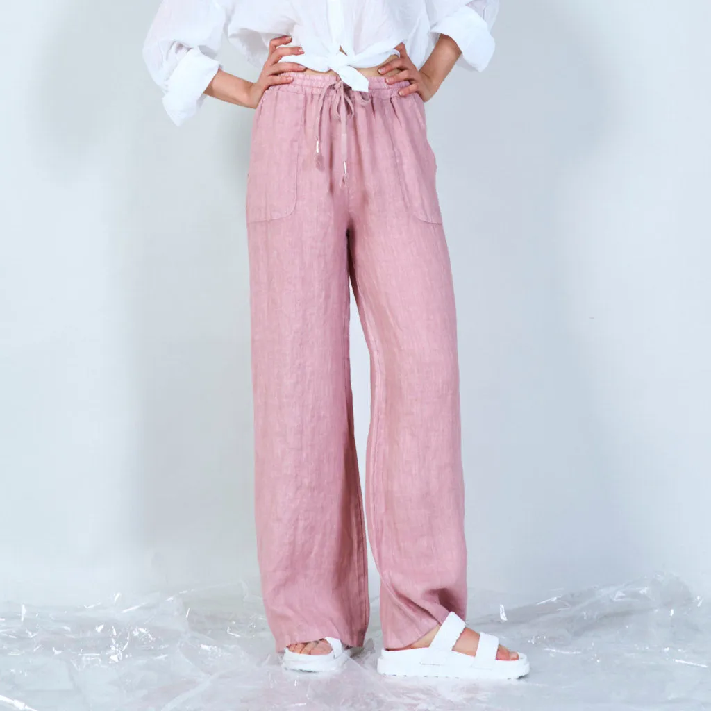 Comfortable linen blend drawstring pants wholesale