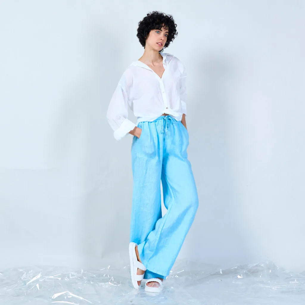 Comfortable linen blend drawstring pants wholesale