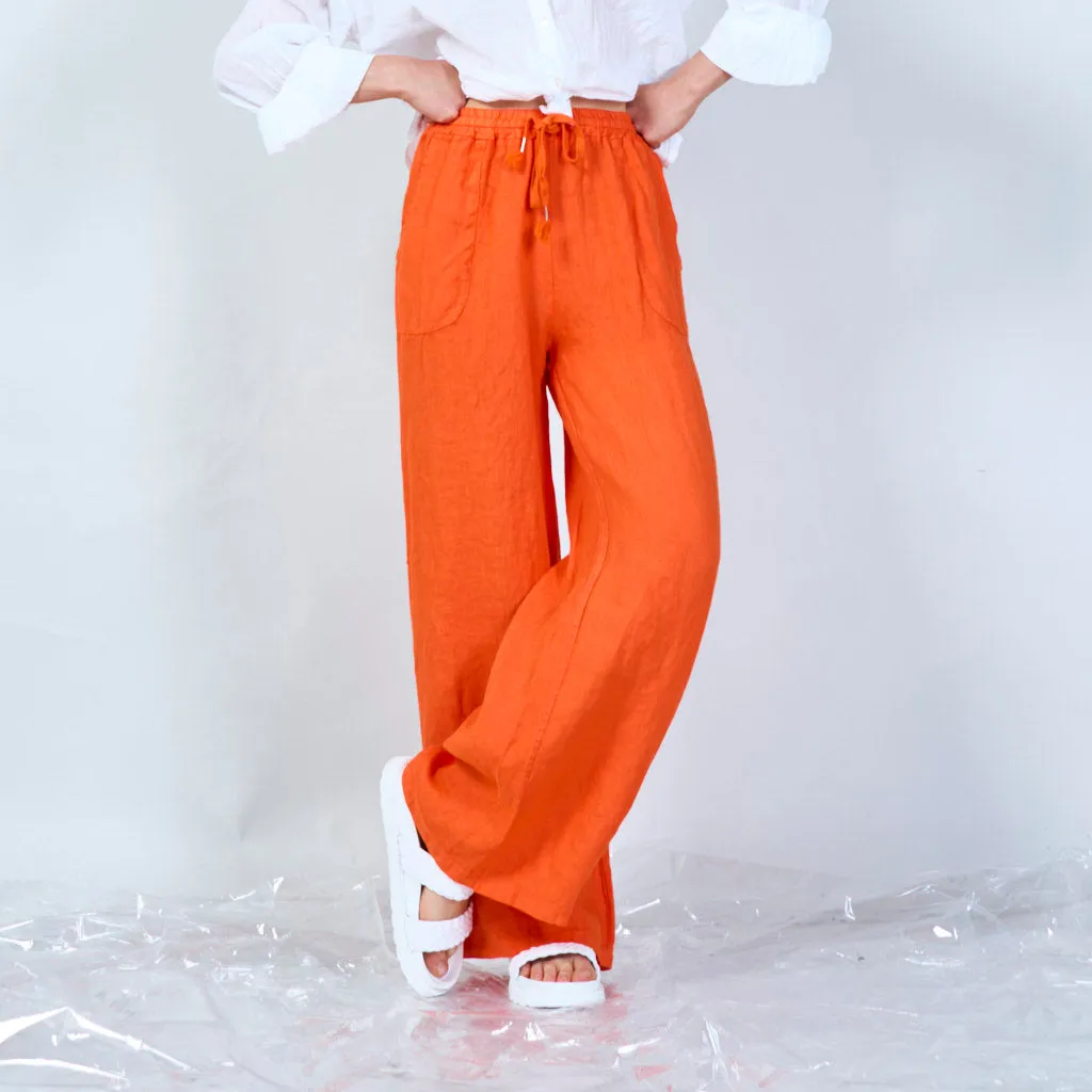 Comfortable linen blend drawstring pants wholesale