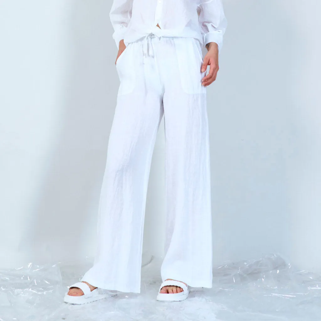 Comfortable linen blend drawstring pants wholesale