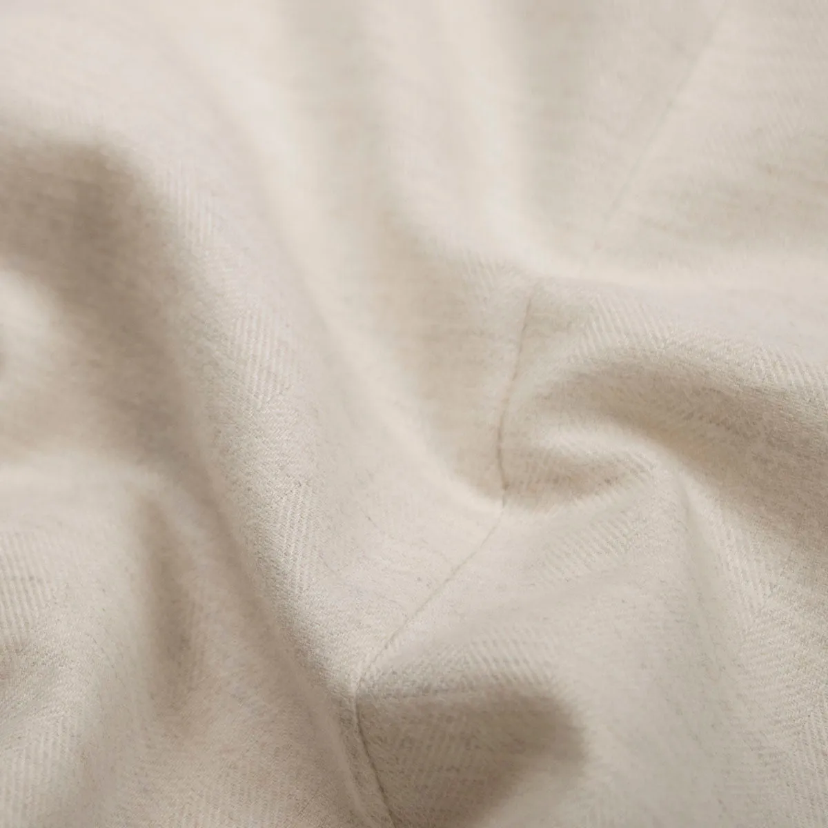 Cream Herringbone Pure Cotton Italian Long Sleeve Shirt