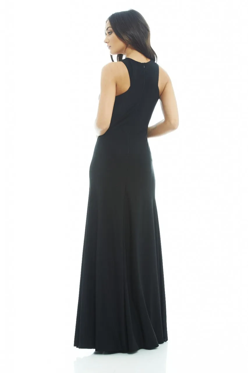 Cut In Neck Slinky Maxi Dress