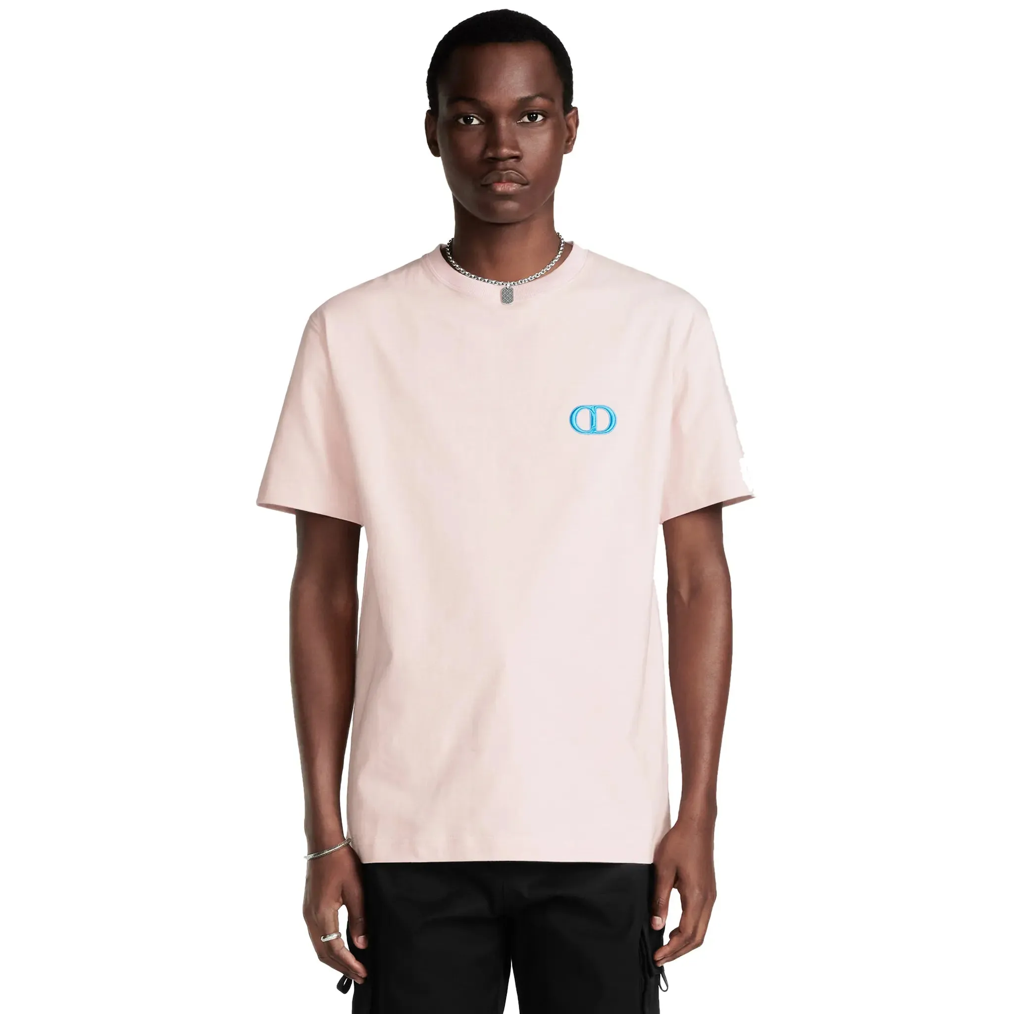 Dior CD Icon Relaxed Fit Cotton Pink T Shirt