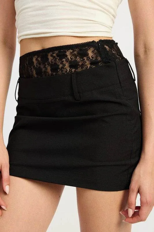 Emory Park Peakaboo Lace Trim Min Skirt