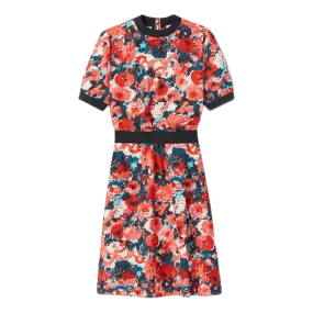 Fitted ´aquarelle´ Midi Dress Orange