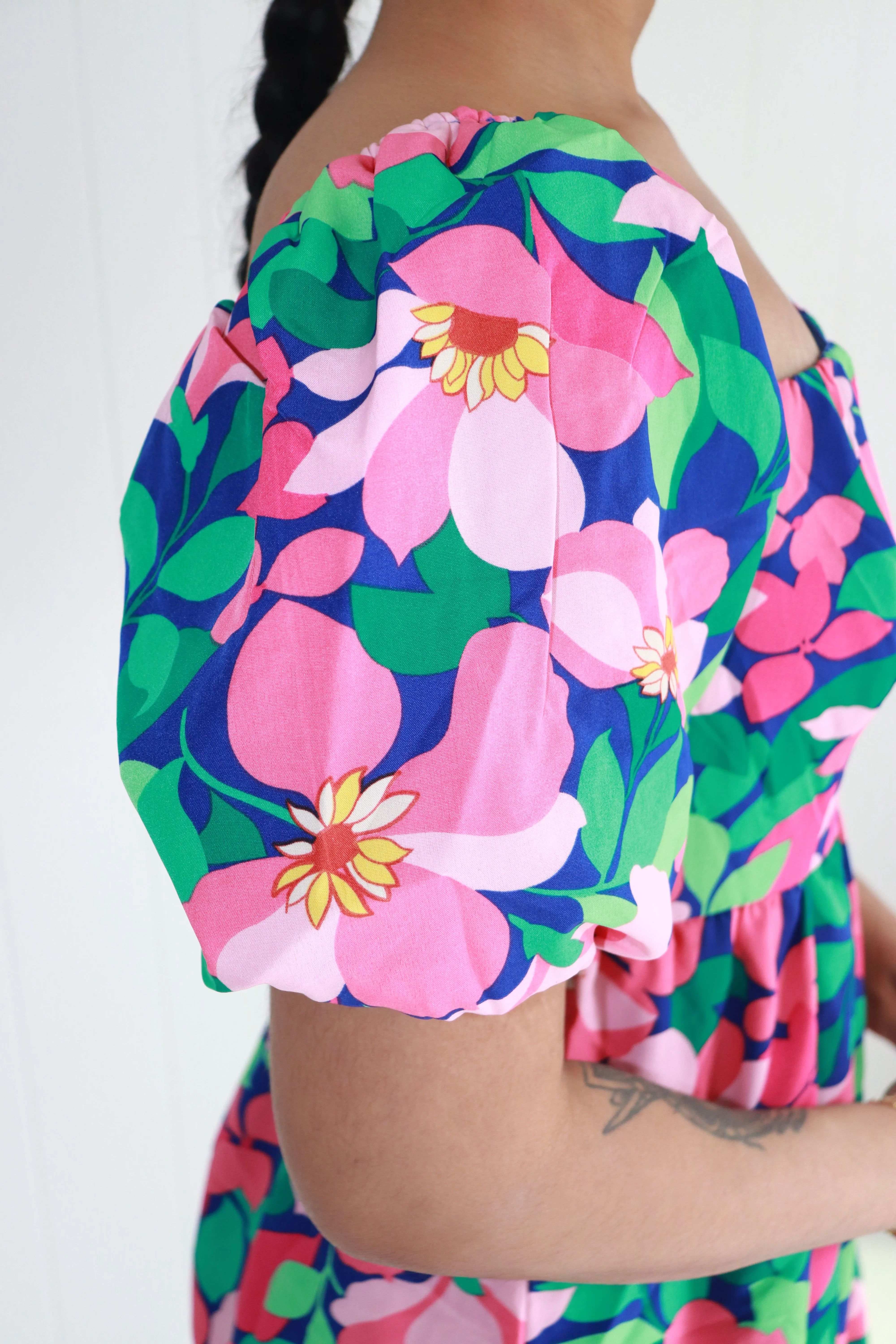 Fresh Florals Puff Sleeve Mini Dress