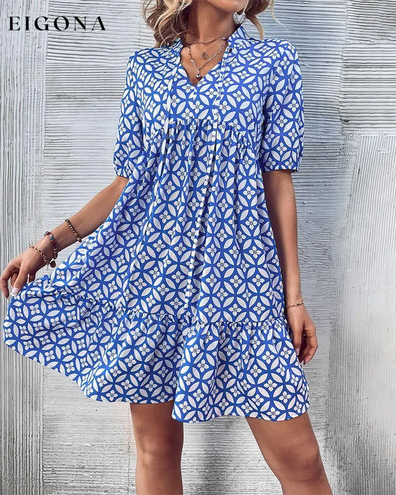 Fresh printed short sleeve dress