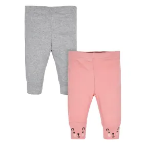 Gerber® Organic 2-Pack Baby Girls Bear Slim Pants