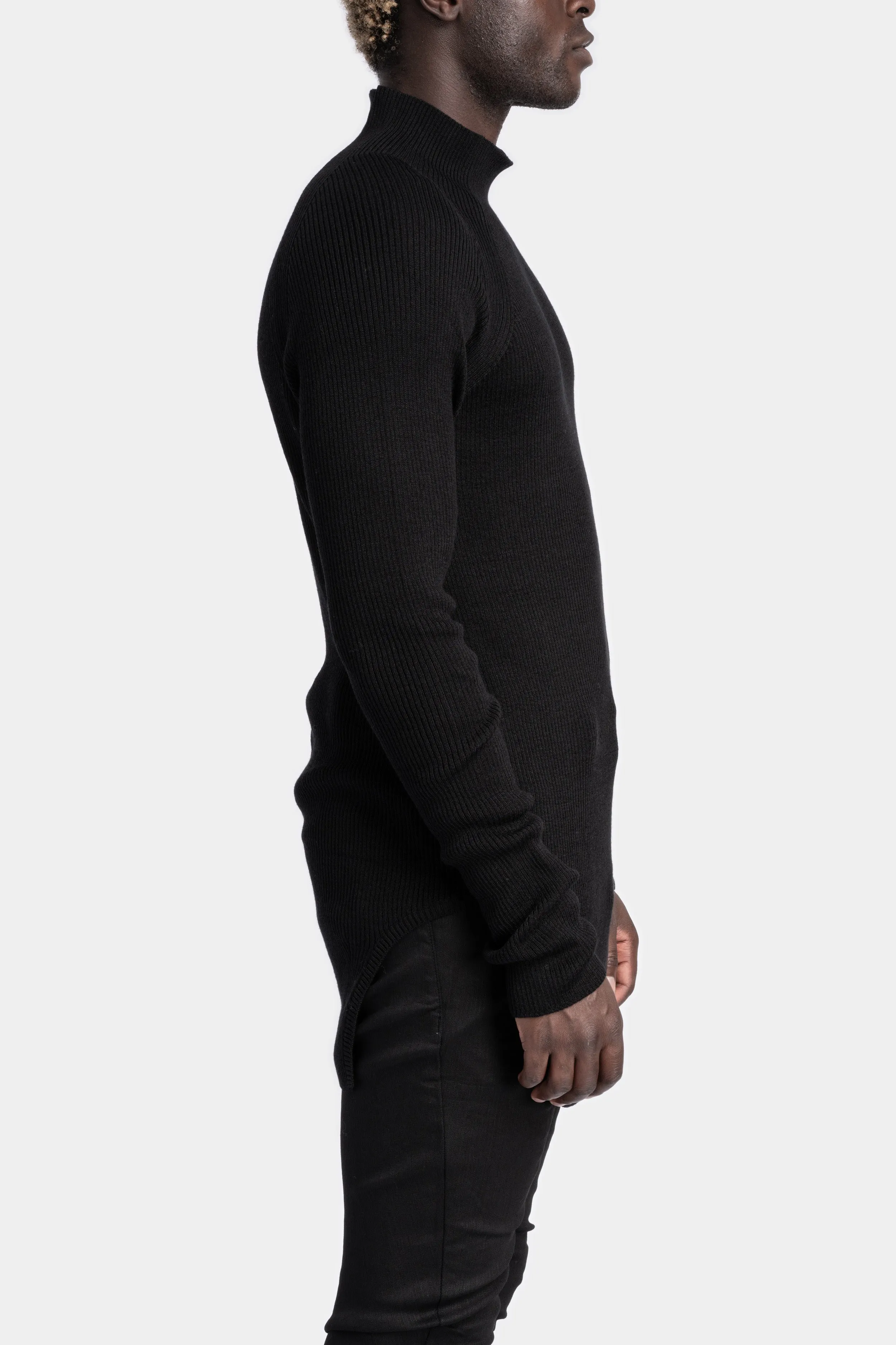 High neck wool knit sweater