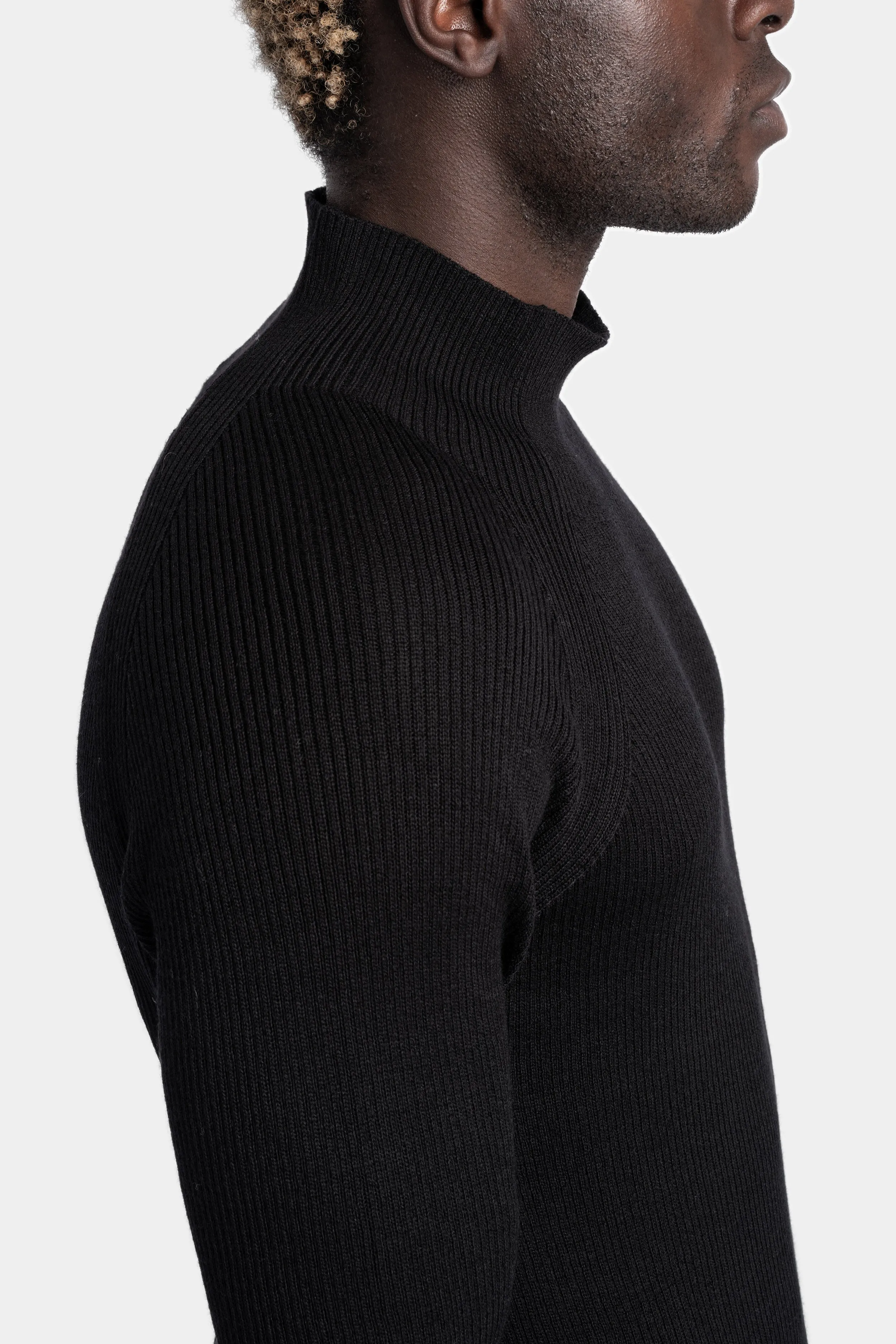 High neck wool knit sweater