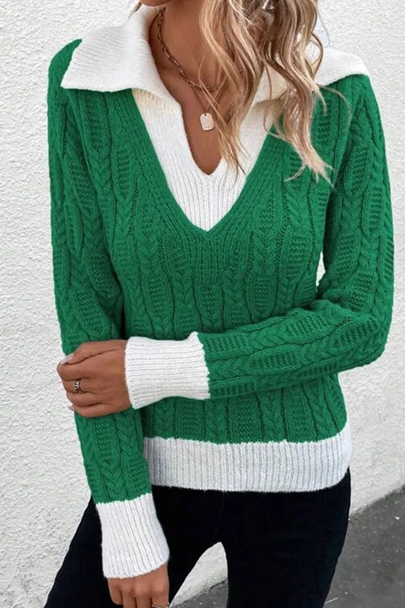 HWR1205 Layered Cable Knit Sweater