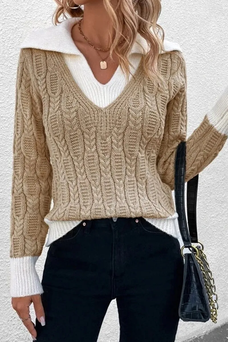 HWR1205 Layered Cable Knit Sweater