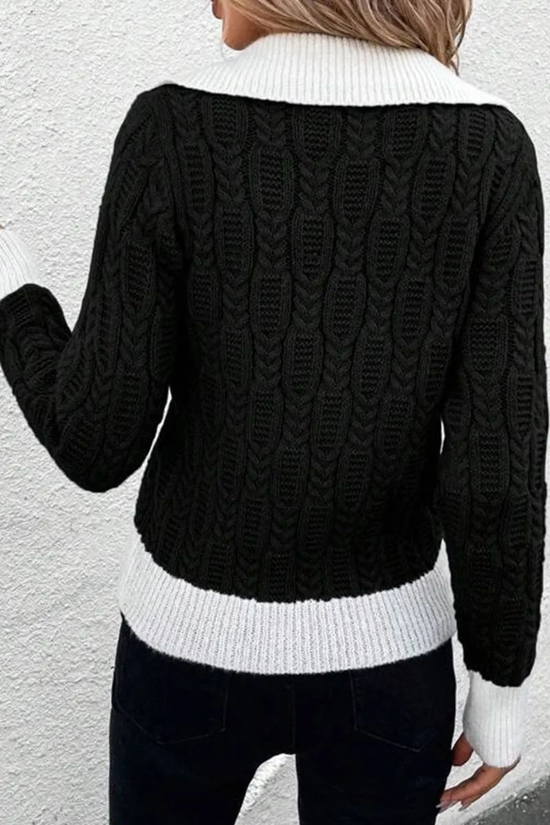 HWR1205 Layered Cable Knit Sweater