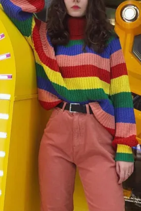 HWT1124 Rainbow Vibes Knit Sweater