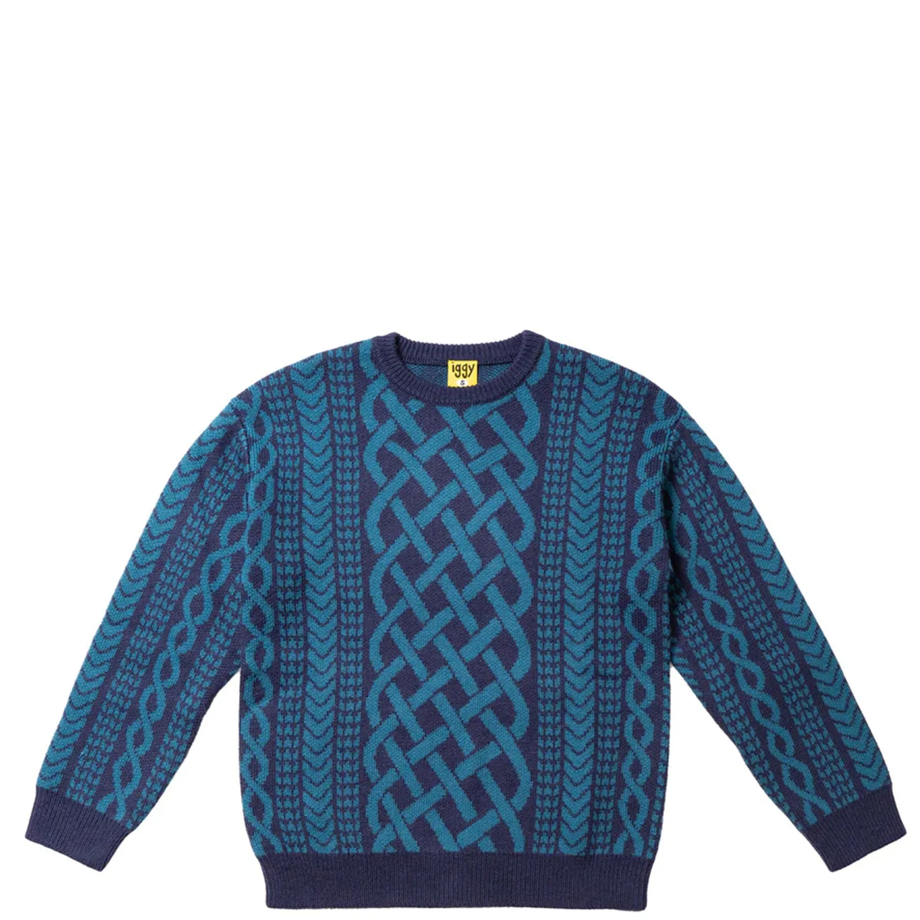 Iggy - Drawn Cableknit Jacquard Sweater - Navy