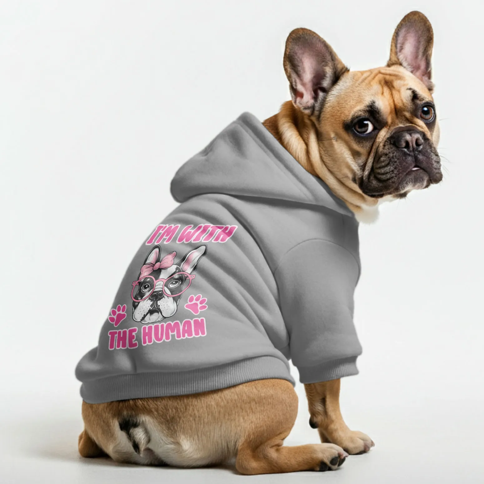 Im with humman - Personalized French Bulldog Hoodies with Funny Quotes – Stylish, Cozy, and Premium 100% Cotton