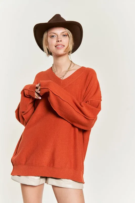 JADE by JANE V-neck Oversized Plus-size Sweater