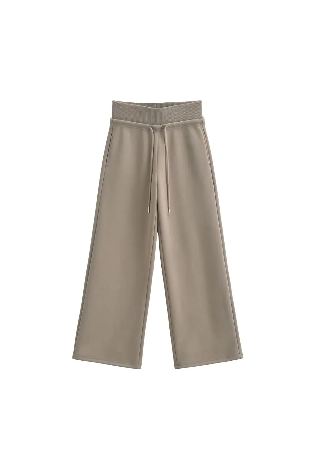 'Joanne' Stylish Ribbed Waist Straight-Leg Pants