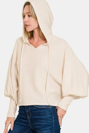 Just BE. Zena Brushed Hacci Drop Shoulder Cropped Hoodie