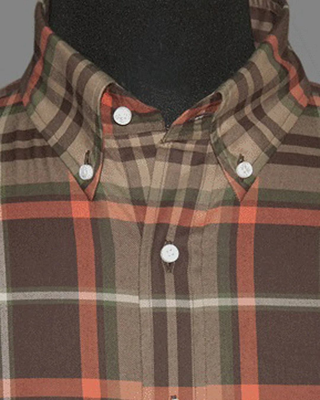 Khaki Brown Plaid Twill