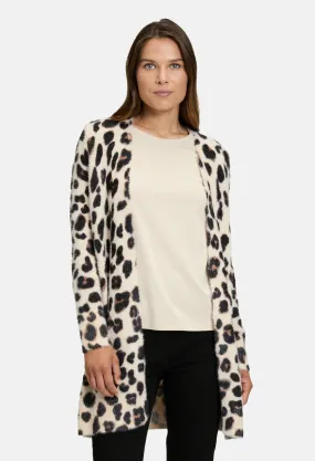 Knitted Longline Leo Print Cardigan