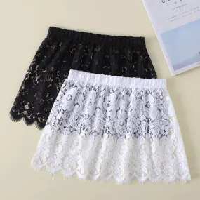 Lace Elastic Waist Mini Skirt