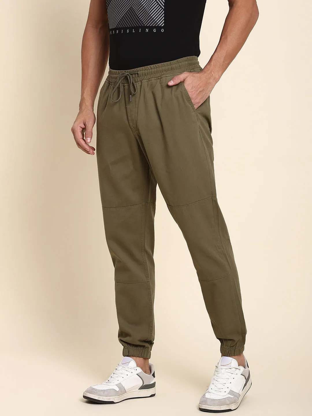 Men's Light Olive Joggers Comfortable Bottomwear With Smart Casual Look