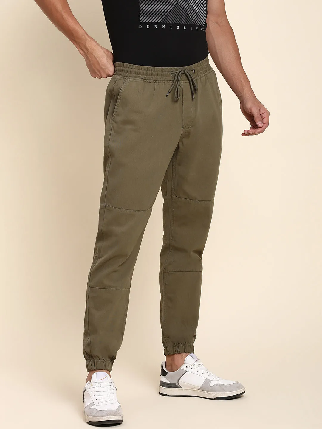 Men's Light Olive Joggers Comfortable Bottomwear With Smart Casual Look