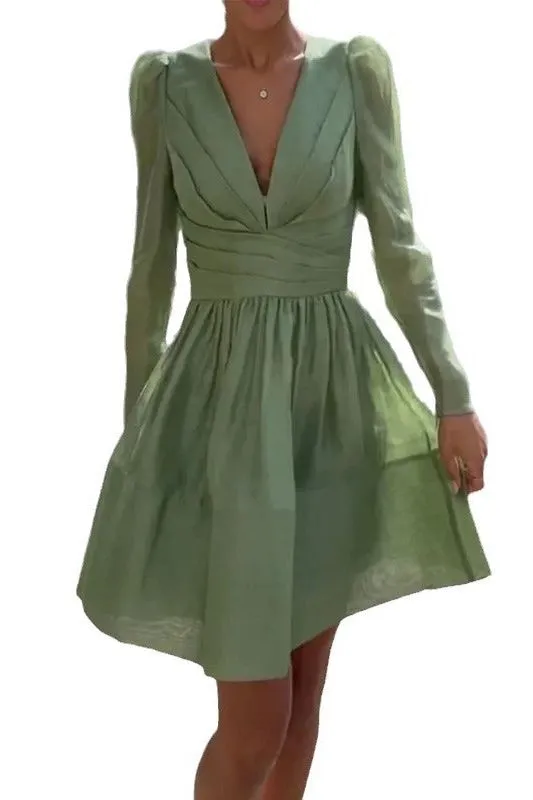 Mint green pleated cake dress