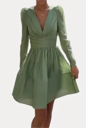 Mint green pleated cake dress